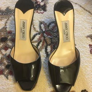 Jimmy choo patent open toe slide heels (need to go to cobbler)